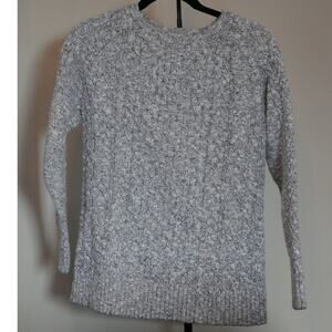 LL Bean Gray Marled 100% Cotton Sweater Size Medium